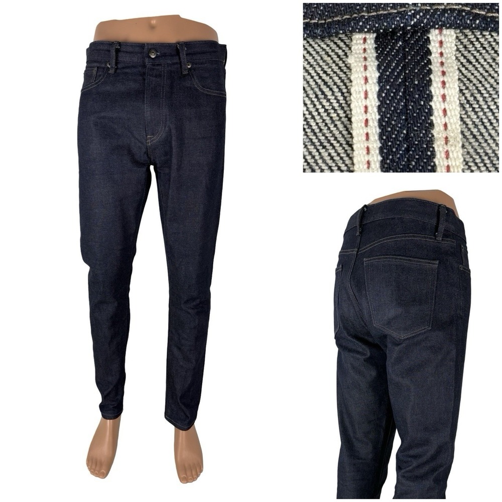 Uniqlo Mens 32 X 32 Jeans Blue Selvedge Kaihara Slim Straight Mid Rise Denim EUC